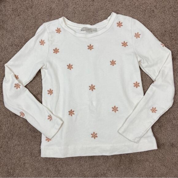 Ann Taylor LOFT | Cream Snowflake French Terry Cotton Sweater Embroidered XS - Picture 1 of 5